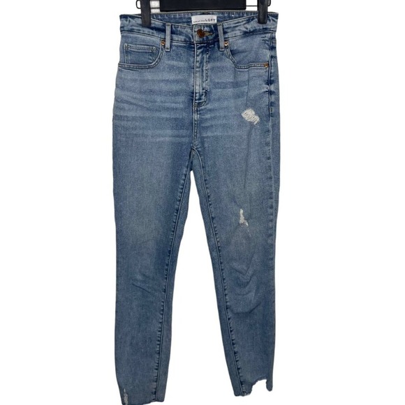 LOFT Denim - Loft Curvy High Waist Skinny Ankle Jeans Blue Distressed Raw Hem Size 25 0